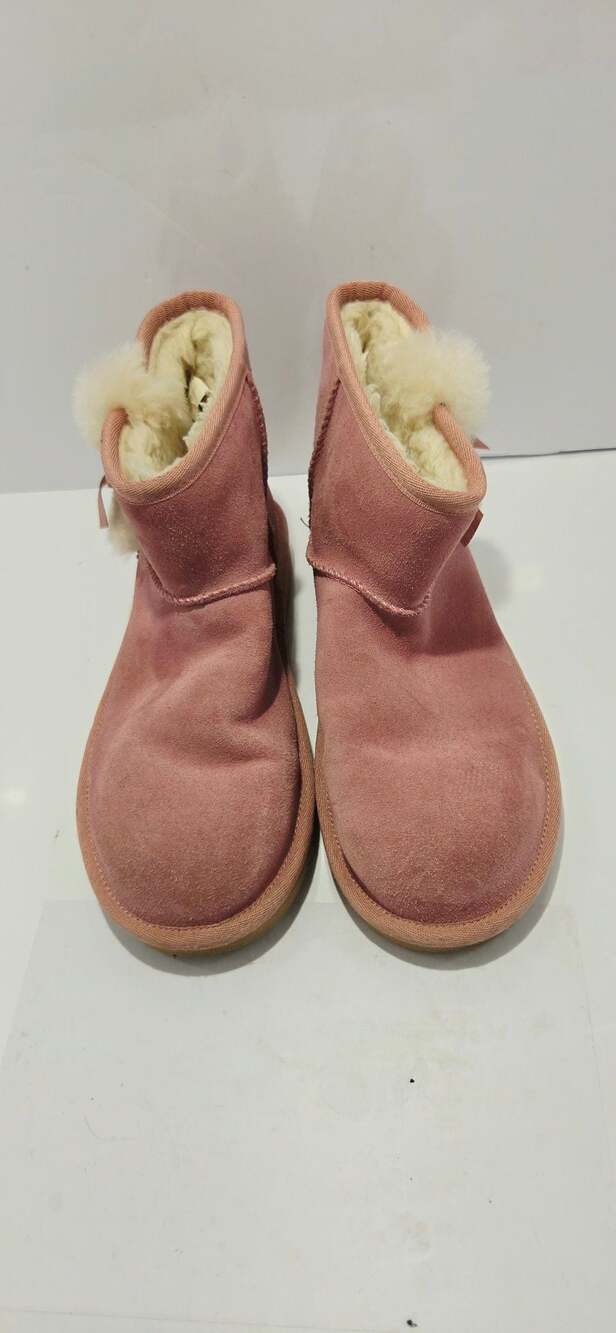 Koolaburra by UGG Suede Fur Bow Ankle Boots Pink Women's Size 6 Style 1114731